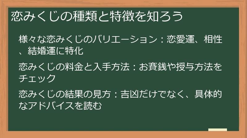 恋みくじの種類と特徴を知ろう