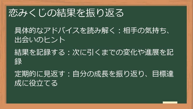 恋みくじの結果を振り返る