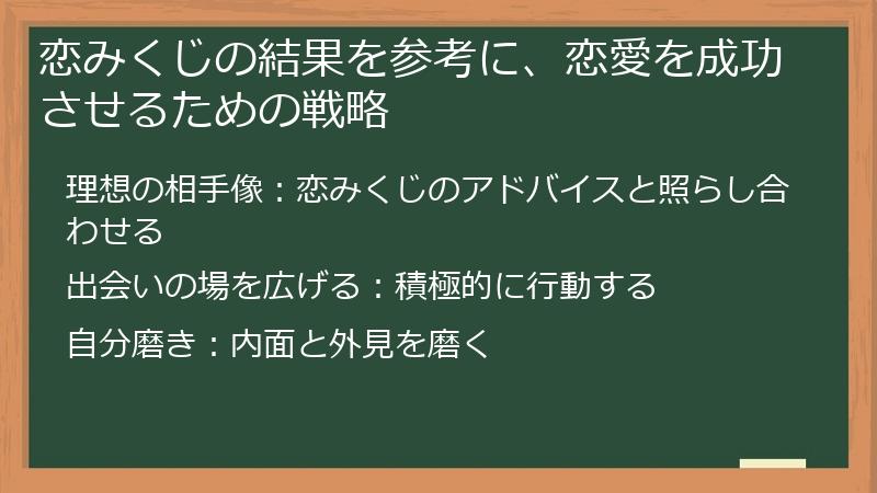 恋みくじの結果を参考に、恋愛を成功させるための戦略