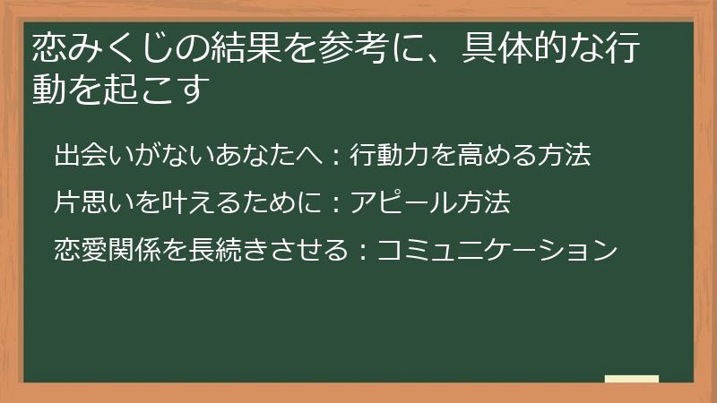 恋みくじの結果を参考に、具体的な行動を起こす