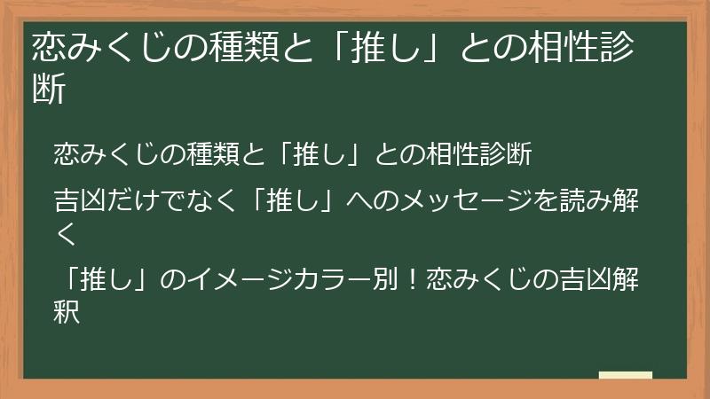 恋みくじの種類と「推し」との相性診断