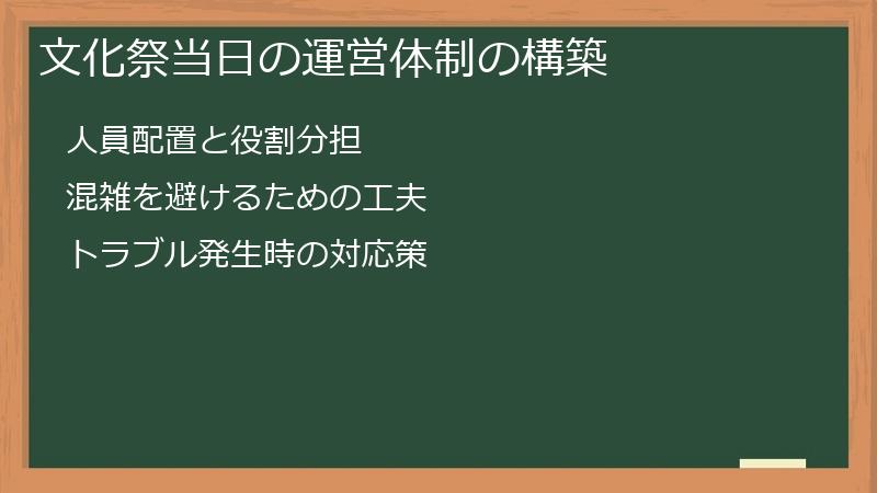 文化祭当日の運営体制の構築
