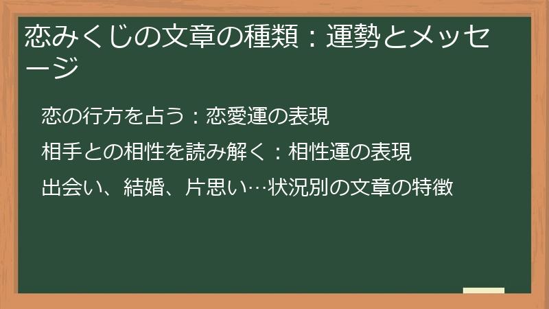 恋みくじの文章の種類:運勢とメッセージ