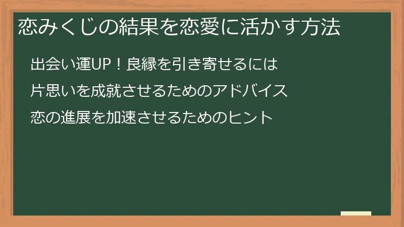 恋みくじの結果を恋愛に活かす方法