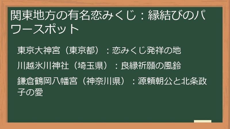 関東地方の有名恋みくじ：縁結びのパワースポット