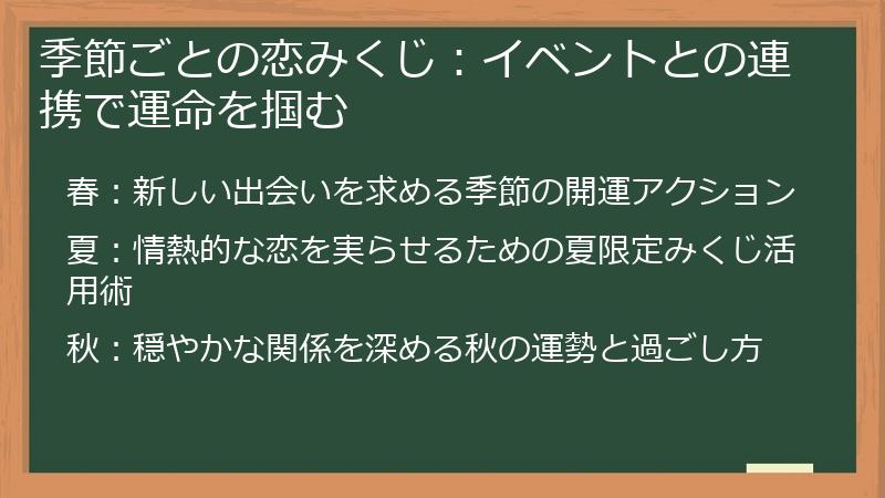 季節ごとの恋みくじ：イベントとの連携で運命を掴む