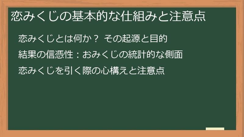 恋みくじの基本的な仕組みと注意点