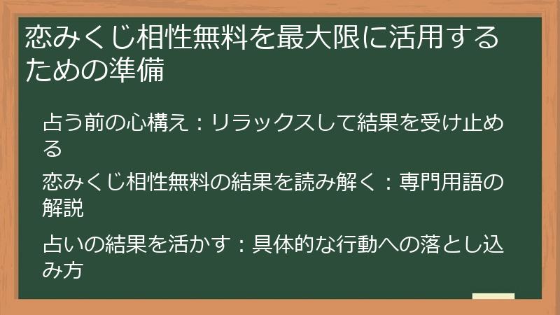 恋みくじ相性無料を最大限に活用するための準備