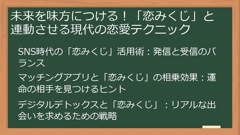 未来を味方につける!「恋みくじ」と連動させる現代の恋愛テクニック