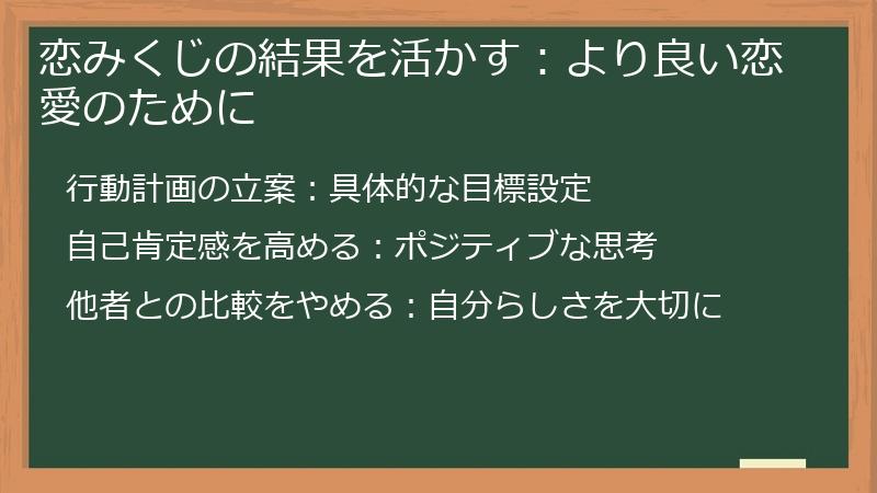恋みくじの結果を活かす:より良い恋愛のために