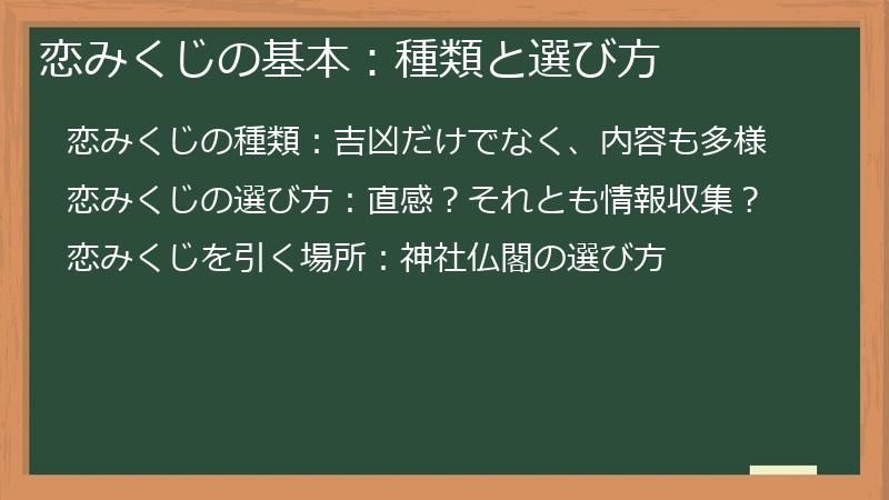 恋みくじの基本：種類と選び方