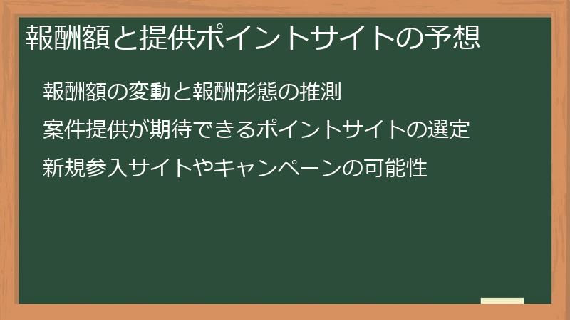 報酬額と提供ポイントサイトの予想