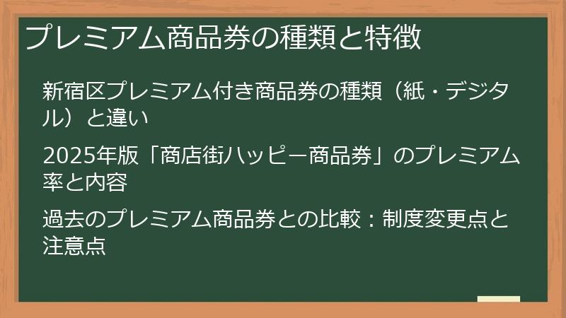 プレミアム商品券の種類と特徴