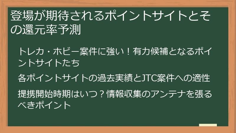 登場が期待されるポイントサイトとその還元率予測