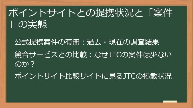 ポイントサイトとの提携状況と「案件」の実態