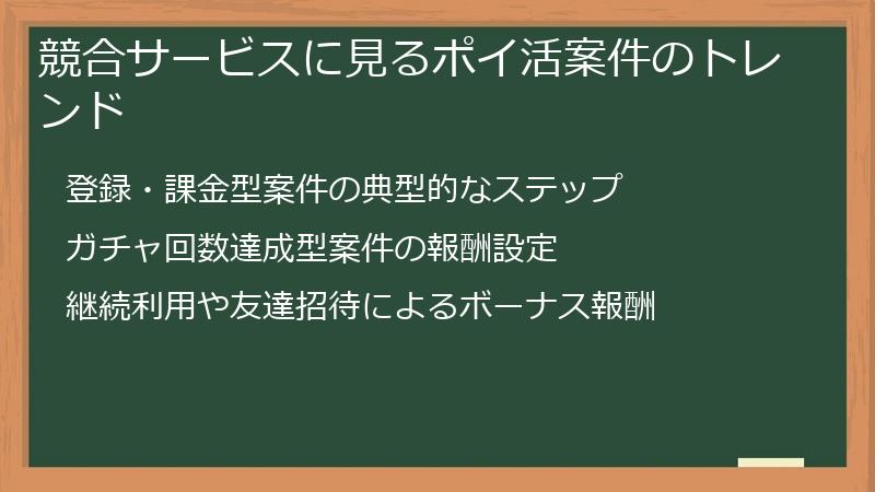 競合サービスに見るポイ活案件のトレンド