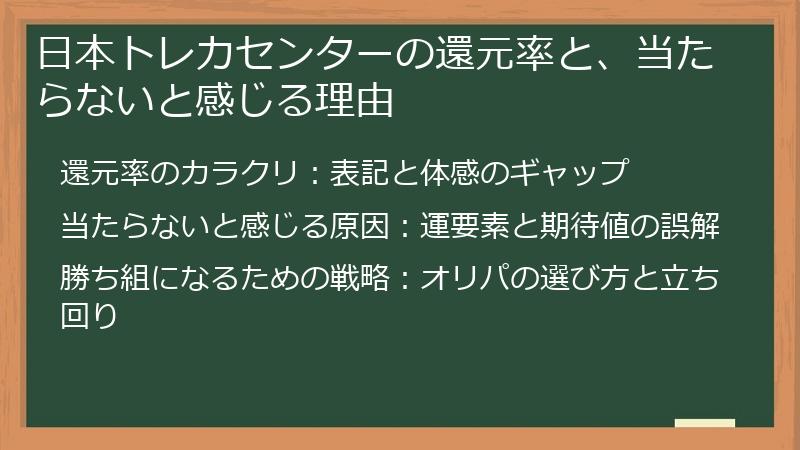 日本トレカセンターの還元率と、当たらないと感じる理由