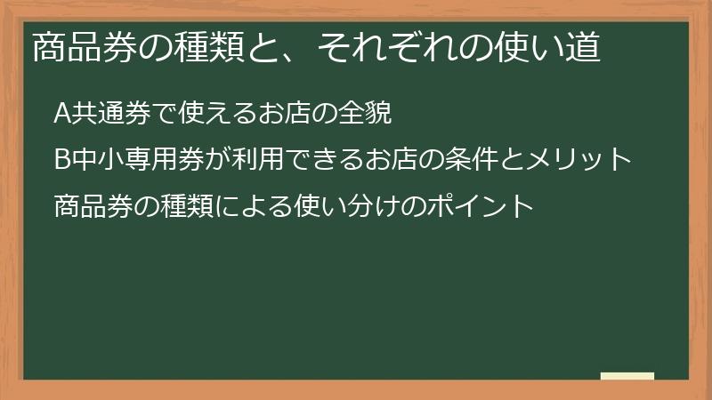 商品券の種類と、それぞれの使い道