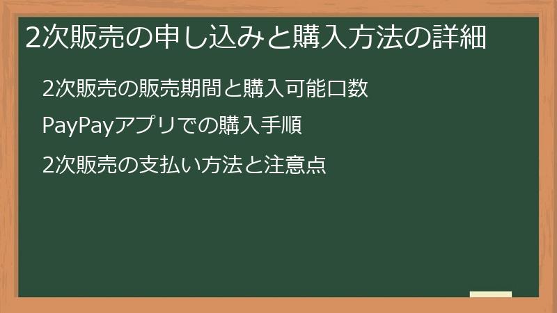 2次販売の申し込みと購入方法の詳細