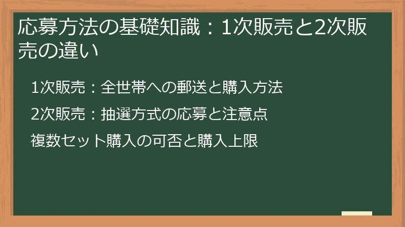 応募方法の基礎知識：1次販売と2次販売の違い