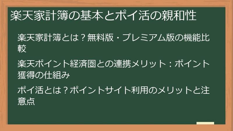 楽天家計簿の基本とポイ活の親和性
