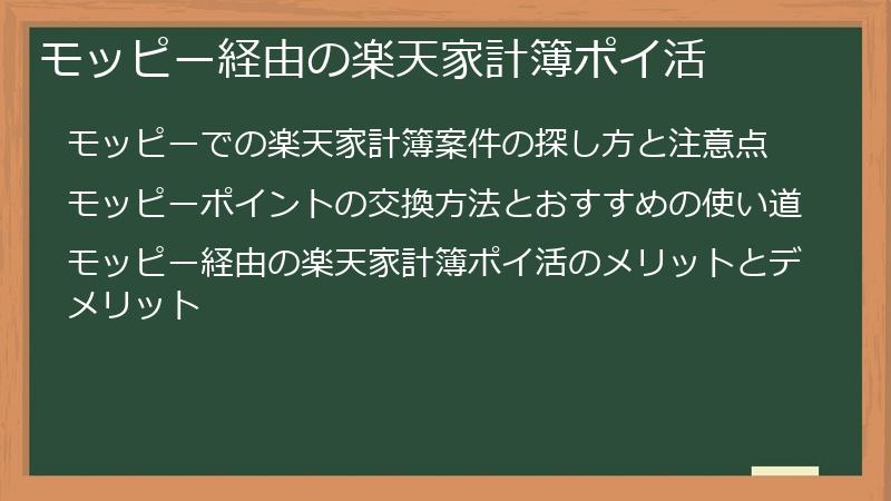 モッピー経由の楽天家計簿ポイ活