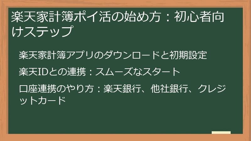楽天家計簿ポイ活の始め方:初心者向けステップ