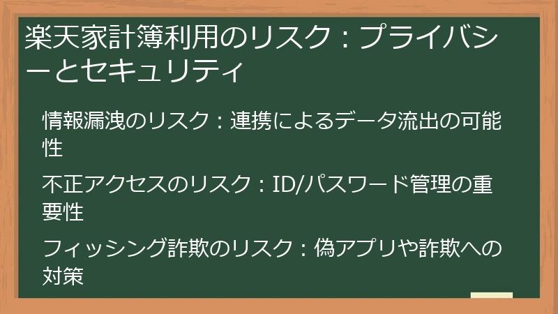楽天家計簿利用のリスク：プライバシーとセキュリティ