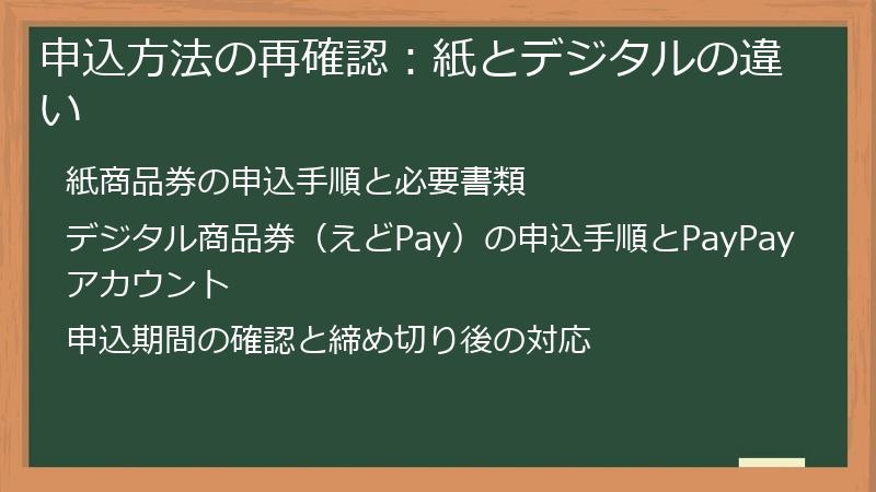 申込方法の再確認：紙とデジタルの違い