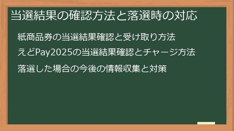 当選結果の確認方法と落選時の対応