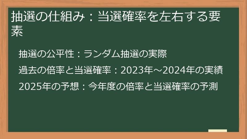 抽選の仕組み：当選確率を左右する要素