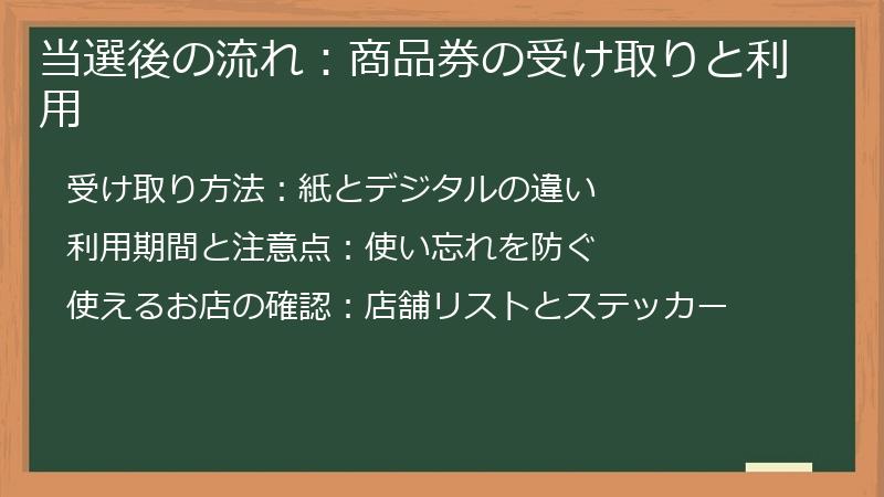 当選後の流れ：商品券の受け取りと利用