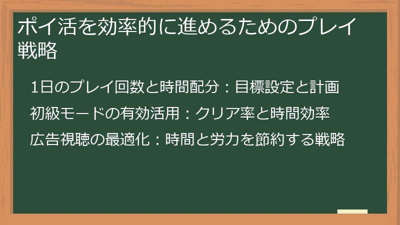 ポイ活を効率的に進めるためのプレイ戦略