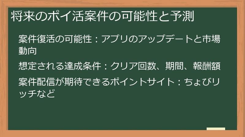 将来のポイ活案件の可能性と予測
