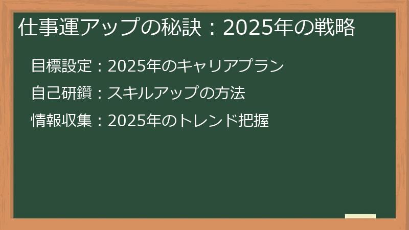 仕事運アップの秘訣：2025年の戦略