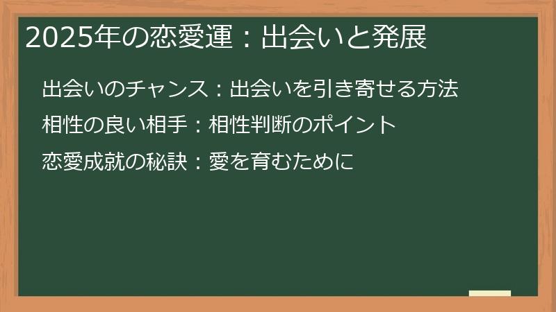 2025年の恋愛運：出会いと発展