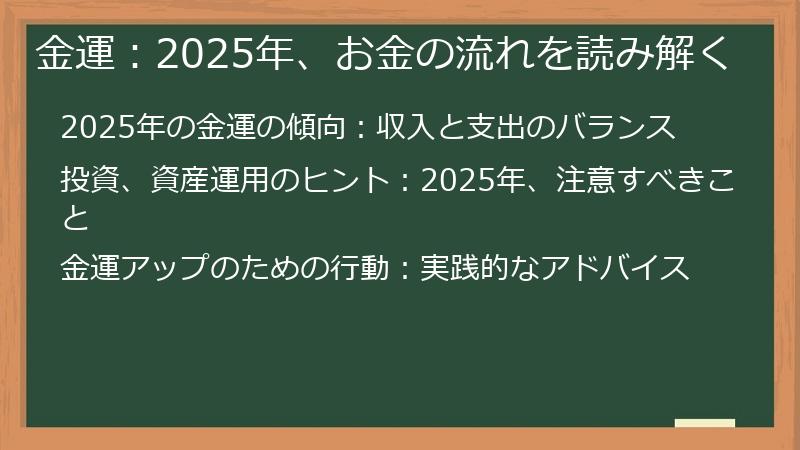 金運：2025年、お金の流れを読み解く