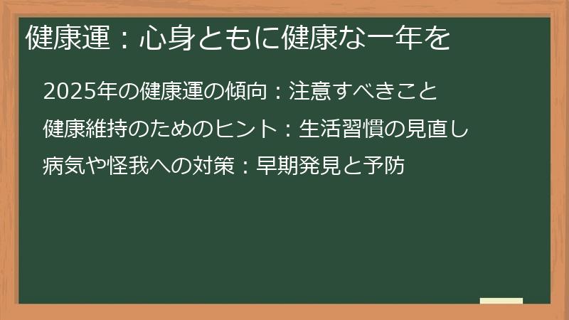 健康運：心身ともに健康な一年を