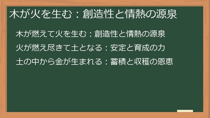 木が火を生む：創造性と情熱の源泉