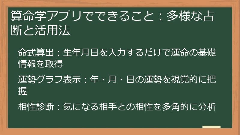 算命学アプリでできること:多様な占断と活用法
