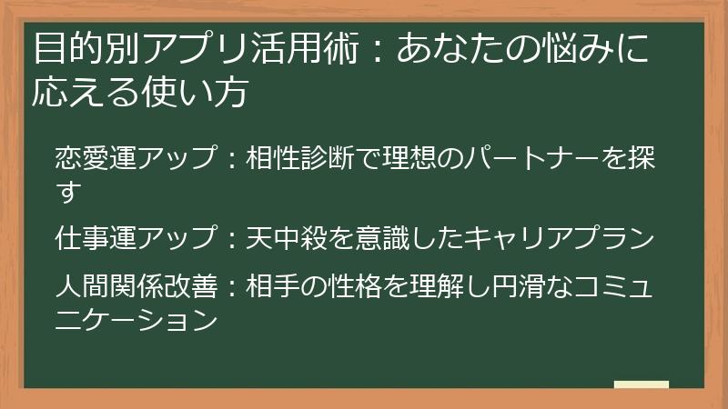 目的別アプリ活用術:あなたの悩みに応える使い方