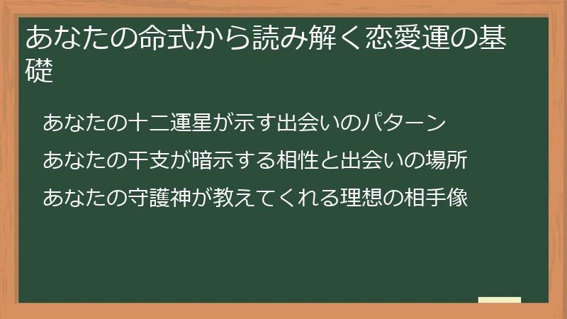 あなたの命式から読み解く恋愛運の基礎