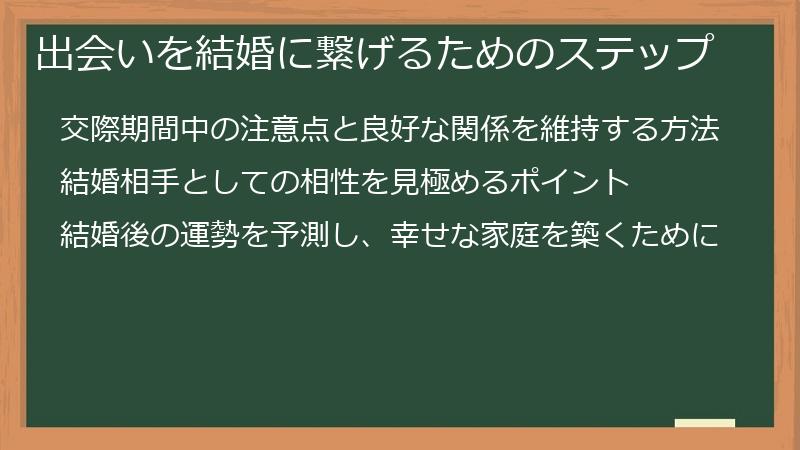 出会いを結婚に繋げるためのステップ