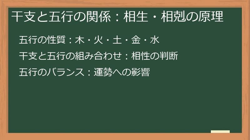 干支と五行の関係：相生・相剋の原理