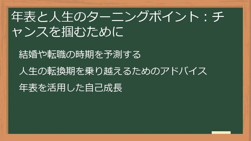 年表と人生のターニングポイント：チャンスを掴むために