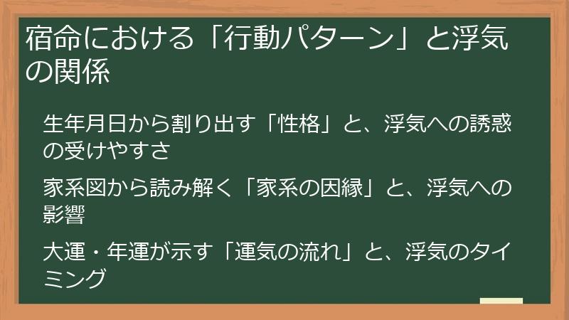 宿命における「行動パターン」と浮気の関係