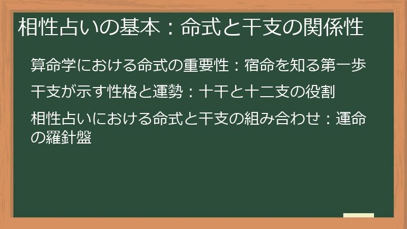 相性占いの基本：命式と干支の関係性