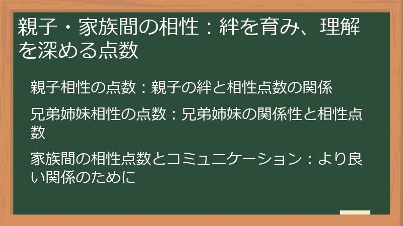 親子・家族間の相性：絆を育み、理解を深める点数