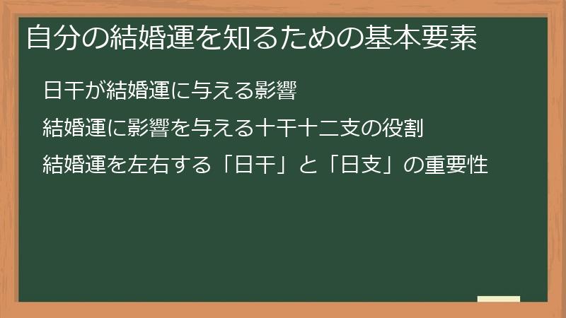 自分の結婚運を知るための基本要素
