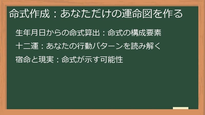 命式作成：あなただけの運命図を作る